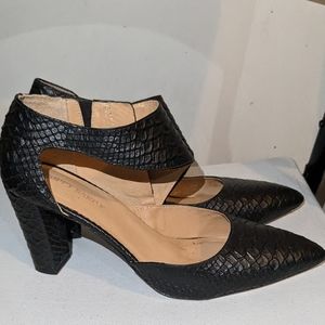 Poppy Barley "Meghan" Cutout Black Embossed Lizard Heel